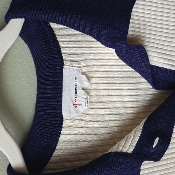 Anthropologie Women's Cream Sweater With Navy Trim - Picture 2 of 8
